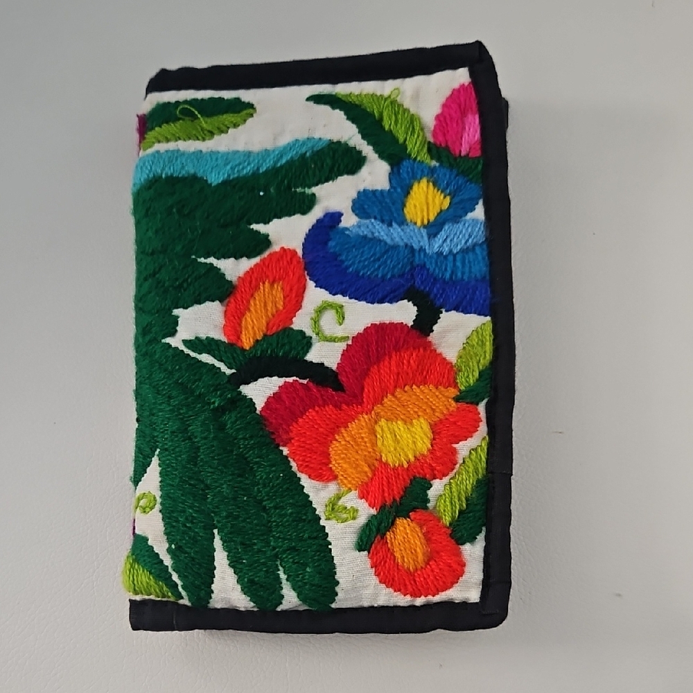 Hand-Embroidered Guatemalan Floral Clutch- Wallet - Multicolor